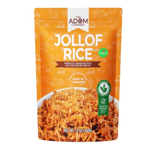 THE ADOM COMPANY - Authentic Native Jollof Rice Mix, Ready-to-Cook, Richly Spiced, All-Natural, No Preservatives, 20-Min Meal, Perfect for Family & Parties, 430g (Mild)