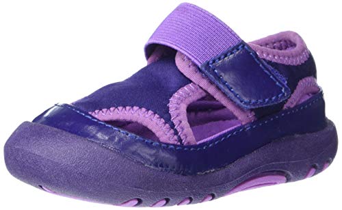 Amazon Essentials Baby-Girl's Flat Sandal, Blk/Purple, 5 Medium US Infant