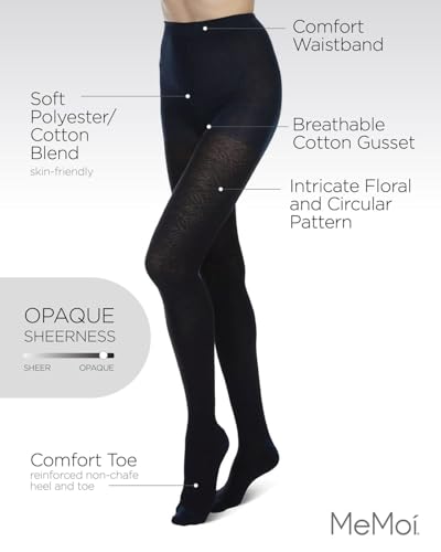 Image of MeMoi Women's Flattering Floral and Circular Pattern Sweater Tights