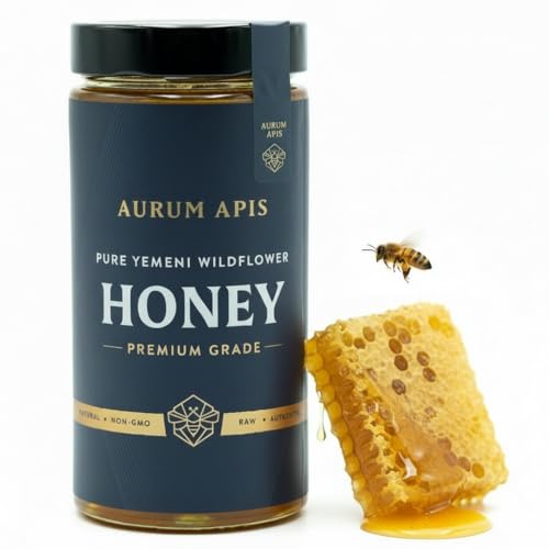 Image of Aurum Apis Raw Yemeni Wildflower Honey - 100% Raw & Unfiltered Pure Honey, Hand-Harvested, Non-GMO, Unprocessed Thick Honey from Remote Wildflower Regions, Premium Honey Jar (1kg)