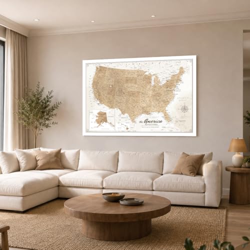 Image of IPIC Vintage USA Maps for Wall, Map of the United States, Size 42x28 in
