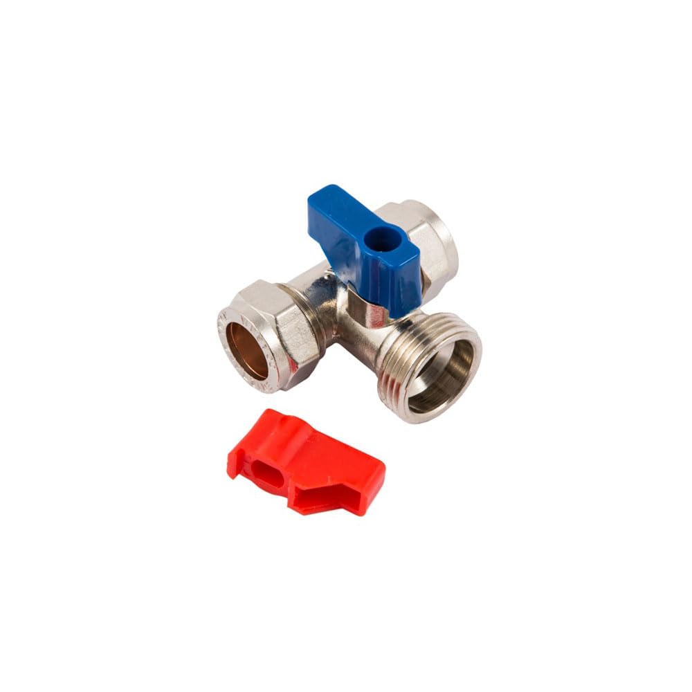Securplumb Washing Machine Tap (15mm x 15mm x 0.7mm) (Silver/Blue/Red)
