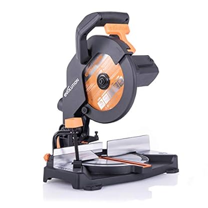 Foto di Evolution Power Tools R210Cms Troncatrice Radiale Multi-Materiale 210 Mm, 230 V, Multicolore, 42 x 29 x 32 cm, Regime minimo 3750 rpm, Angolo massimo di taglio: 45°