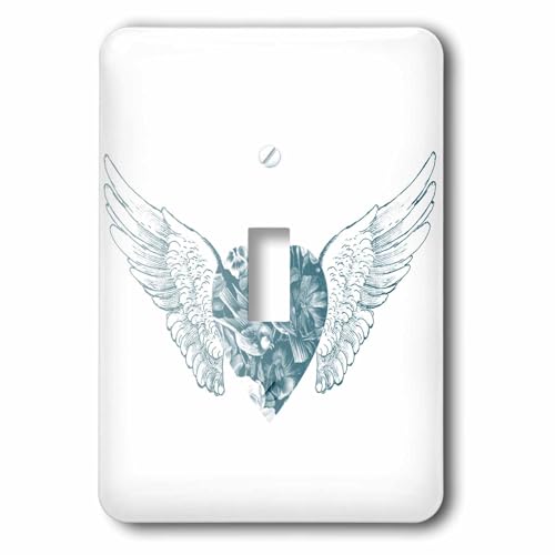 Cache pour interrupteur ailes d'ange et cœur 3dRose lsp_178839_1 - 2
