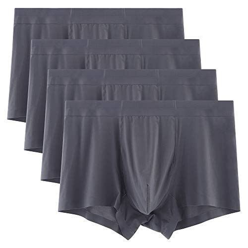Venuskenna Men's 4 Pack Classic Fit Ice Silk Trunks Tagless and Seamless Quick Dry Breathable Underwear No Ride Up Gray X-Large