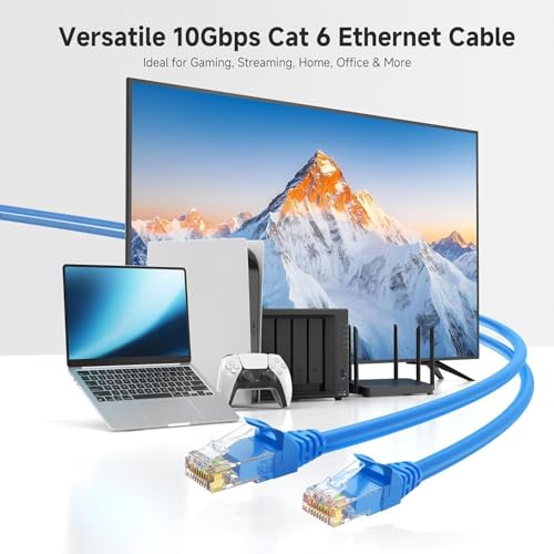 Image of Madhabi LAN Cable 3 Meter - CAT5e Ethernet Patch Cord with RJ45 Connector, High-Speed Internet Network Cable for Computer, Laptop, Router, Modem, Switch, Gaming & Office Use - Blue