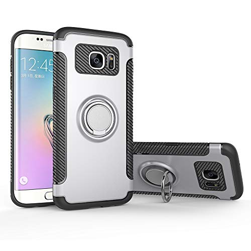 Case for Samsung SM-G935FD Galaxy S7 Edge Duos SM-G935R7 / SM-G935R7 Galaxy S7 Edge SM-G935F/D/S/K/U/T SM-G9350 Case Cover + 360 Degree Rotating Ring Holder Kickstand Silver