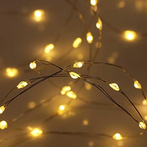 Qbis LED Christmas Lights, 100 Warm White Fairy Lights, Remote, Timer, Multifunction on Thin Wire. Micro Wire Lights (100 Warm White LEDs on Silver Wire)