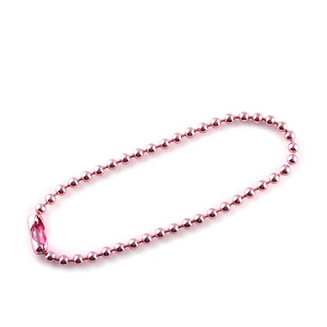 100 pcs Tag Chain Nickel Plated Steel Bead Ball Chain Keychain (2.4mm4 inch) (Pink)
