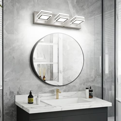 Image of SOLFART 52inch Vanity Lights Fixtures - 8 Lights LED Modern Acrylic Brushed Nickel Vanity Lights Bathroom Wall Lighting Over Mirror