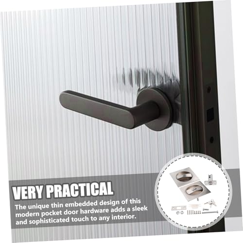 Cerradura para puerta corrediza con llaves, cerradura invisible para privacidad, herraje resistente de metal para dormitorio y baño, fácil instalación, suministros para puerta corrediza miniatura 5