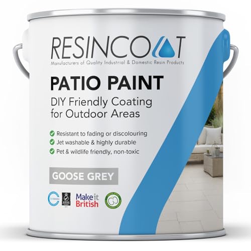 Resincoat UV and Weather Resistant Outdoor Patio Paint - Matte Finish for Concrete Slabs & Flags - Direct from UK Manufacturer - Goose Grey, 5KG