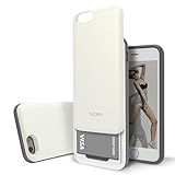 DesignSkin Slider iPhone 6s / 6 Case with Sliding Card Slot Extreme Heavy Duty Bumper Protection with Card Holder 3-Layer Wallet Case Cover for iPhone 6s (2015) / iPhone 6 (2014) - Pearl White
