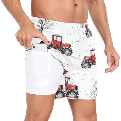 Tractor and Trees Men's Swim Trunks with Liner Quick Dry Beach Shorts Swimwear Bathing Suit S-XXL4