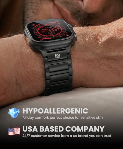 Image of Titanium Band Compatible with Apple Watch Ultra 3 /2 /1 49mm Band for Men & Series 11 /10 46mm, Grade 5 Titanium with DLC Coating for Ultra 3 Watch Band, Easy-Adjust Metal Band & Butterfly Clasp