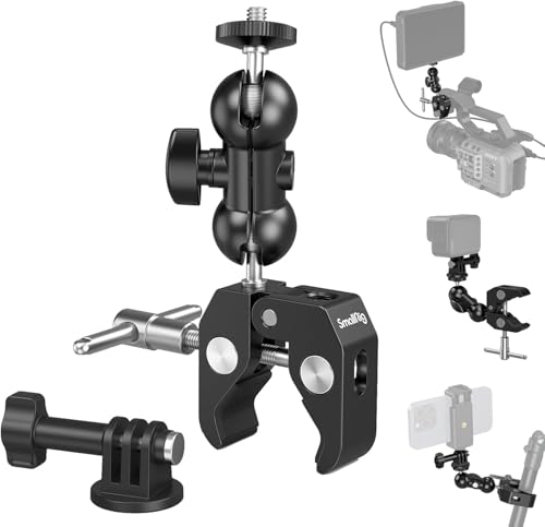 SMALLRIG Upgrade Camera Mount Clamp, mini Magic Arm mit Super Clamp, Super Klammer with Non-Slip Threads, Tragfähigkeit 1,5kg für Gopro, Kamerahalterung Klemme mit 360° Kugelkopfarm - 1138B SMALLRIG Upgrade Camera Mount Clamp, mini Magic Arm mit Super Clamp, Super Klammer with Non-Slip Threads, Tragfähigkeit 1,5kg für Gopro, Kamerahalterung Klemme mit 360° Kugelkopfarm - 1138B