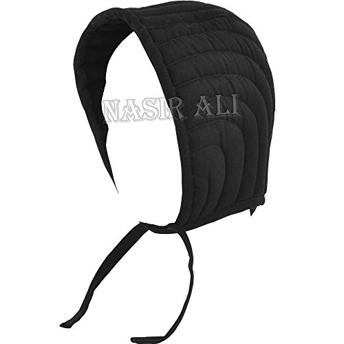 Medieval Gears Brand Black Medieval Renaissance Cotton Padded Cap Helmet Chainmail Coil