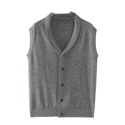 Spring Business Leisure Men's Clothing Wool Vest Knitted Cardigan Men's Lapel Solid Color Sleeveless Cashmere Sweater