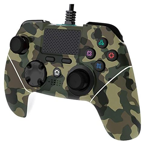 X Rocker Mayhem PS4 Wired Games Controller Joystick Gamepad with 3M Long USB Cable - Green Camo Cover