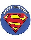 7.5 Inch Edible Cake Toppers – SUPERMAN CLASSIC LOGO Themed Birthday Party Collection of Edible Cake Decorations