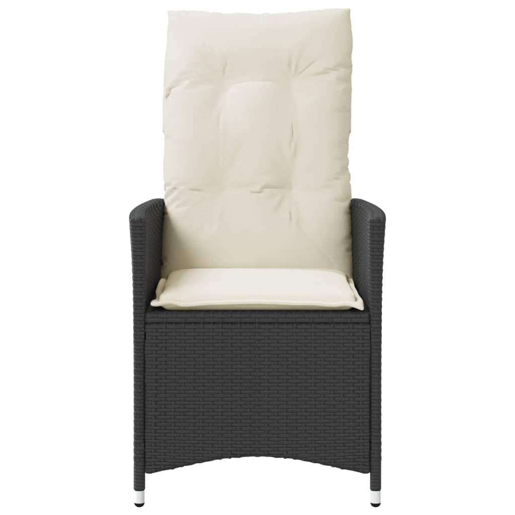 vidaXL Chaise inclinable de Jardin avec Coussins Noir résine tressée, Fauteuil de Jardin inclinable, Fauteuil inclinable de Jardin, Chaise inclinable d'extérieur