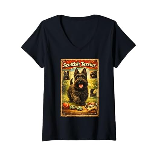 Women's Cute Funny Scottish Terrier Dog Food Toy V-Neck T-Shirt