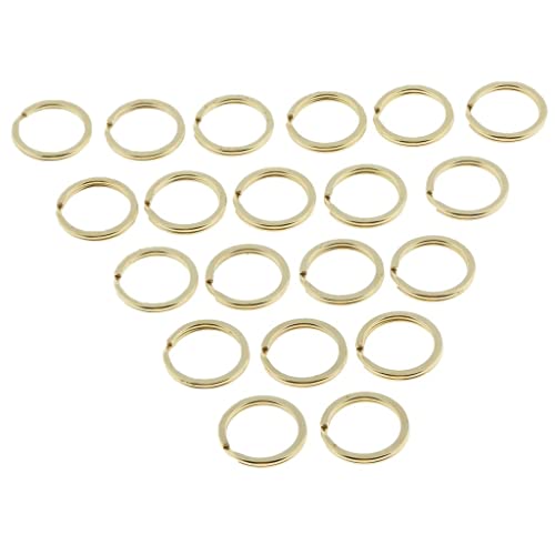 20 Peças de Chaveiro de Latão Corrente Argola Bipartida Argola de Metal para, Borda plana 20mm