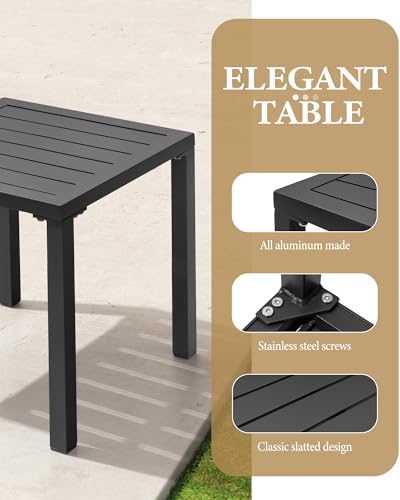 Crestlive Products Aluminum Outdoor Side Table, Pool Lounge Chair Side Table, Weather Resistant Small Square Coffee End Table for Patio, Yard, Garden, Porch, Deck, Indoor, Outdoor – product image 4