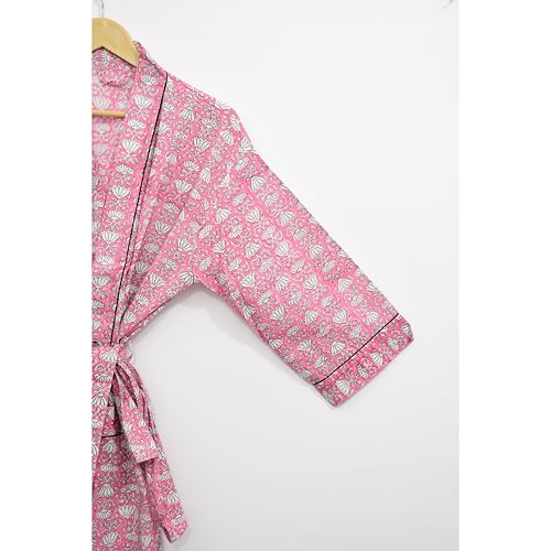 Image of Hand block print Cotton Kimono bikini cover up,Indian Hand block print Cotton Bath Robe,Swim Wear,Nighrwere Dressing Gown