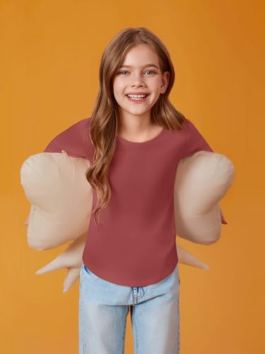 Image of Haloumoning Girls Puff Long Sleeve Shirts Fall Tops 5-14Y | Casual,Solid Color,Crewneck, Soft, Tunic Tops Blouse,Kids Long Sleeve T Shirt,,Fashion Clothes