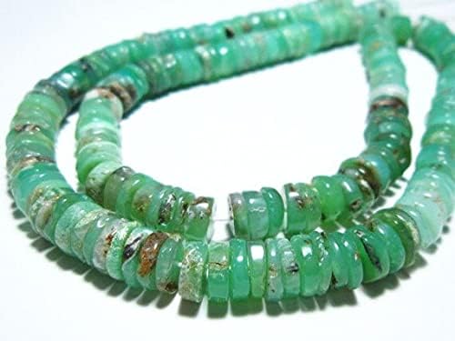 Chrysoprase perles forme galet plat lisse 7mm couleur verte