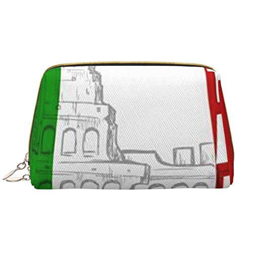 Trousse de maquillage de voyage en cuir blanc avec motif Colisée italien