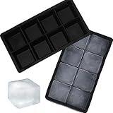 2-Pack Square Ice Cube Molds for Whiskey. BPA Free Large Silicone Ice Cube Tray for Freezer. Makes 16 slow melting 2-inch Big Ice Cubes. Easy Release Large Ice Cube Molds