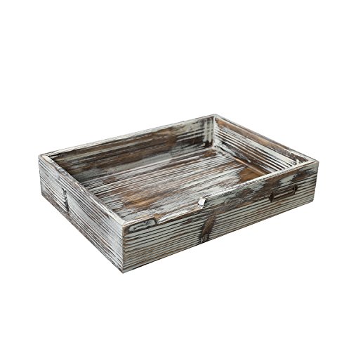 Stackable Torched Wood Drawer-Style Office Supplies, Paper File & Document Storage Tray W/Label Holder #TOP4
