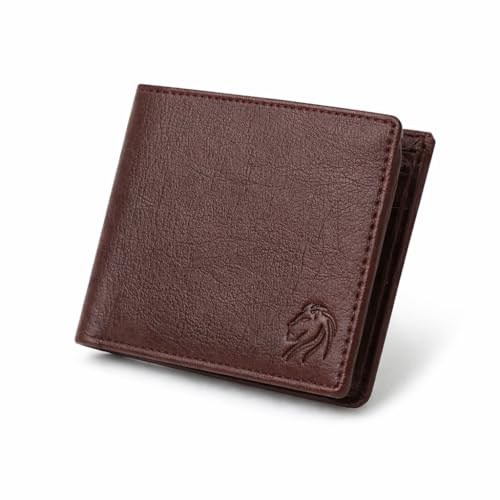 Image of VEMILIO Men's Vegan Leather Wallet with Coin Pocket | Slim Bifold Wallet for Men | 2 Cash Compartments | 3 Card Slots & 2 Hidden Pockets | Stylish Wallet for Daily Use & Gifting (Brown)