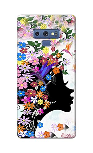 Image of Printed Hard Back Cover Case for Samsung Galaxy Note 9 Back Cover (Floral Hairstyle Girl) -1803
