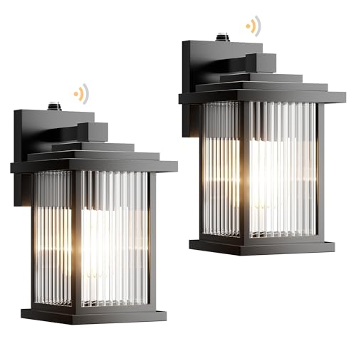 tjjsllhbe 2-Pack Dusk to Dawn Outdoor Lights,Waterproof Porch Lights Outdoor,100% Aluminum Rustproof Outdoor Light Fixture,Outdoor Lights for House with Tempered Glass Shade.