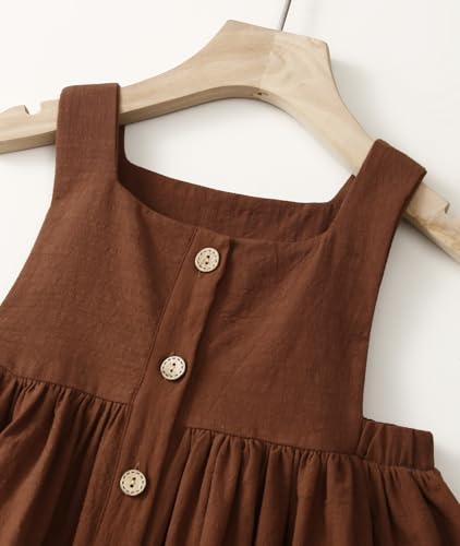 Toddler Baby Girls Dress Sleeveless Button Down Dress Kids Summer Cotton Linen Beach Butterfly Sundress4