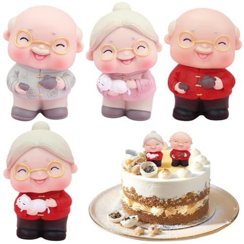 Adornos para tartas de cumpleaños, figuras de anciano y mujer, suministros de decoración para bodas, aniversarios, cumpleaños, estilo 3, cupcakes