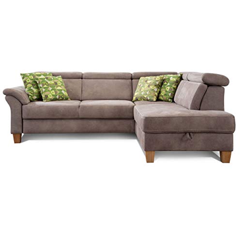 CAVADORE Ammerland Canapé-lit avec Repose-tête réglable, lit et Coffre de Rangement Aspect Cuir Marron Clair 245 x 84 x 194 cm