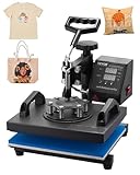 VEVOR Heat Press, 12x10in Heat Press Machine, Clamshell Sublimation Transfer Printer Fast Heat-up, Digital Precise Temperature Control, Vinyl Heat Press for T-Shirts Bags Garments Mats Puzzles, 650W