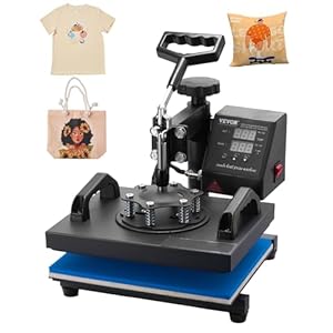 VEVOR Heat Press, 12x10in Heat Press Machine, Clamshell Sublimation Transfer Printer Fast Heat-up, Digital Precise Temperature Control, Vinyl Heat Press for T-Shirts Bags Garments Mats Puzzles, 650W