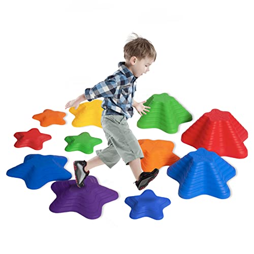 Image of Balance Stepping Stones for Kids 11pcs Anti-skidding Stepping Stones Set Balance Blocks Indoor & Outdoor Kids Fitness Equipment Promotes Balance Coordination & Strength(Star)