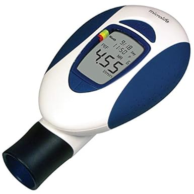 Microlife PF 100 Peak Flow Meter for Spirometry with FEV1, Multicolour