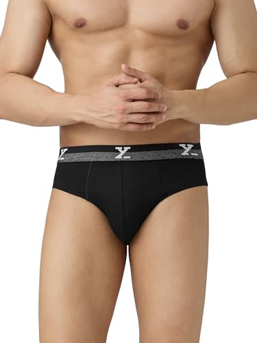 Image of XYXX Men's Aero 100% Super Combed Cotton Regular Fit Solid Anti Bacterial Briefs with No Marks Waistband (Pack of 3)