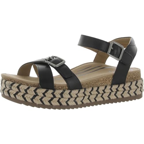 Aetrex Paula Orthopedic Open Toe Comfortable Arch Support Leather Platform Sandals - Memory Foam Footbed Adjustable Ankle Strap Platform Sandals Women Black
