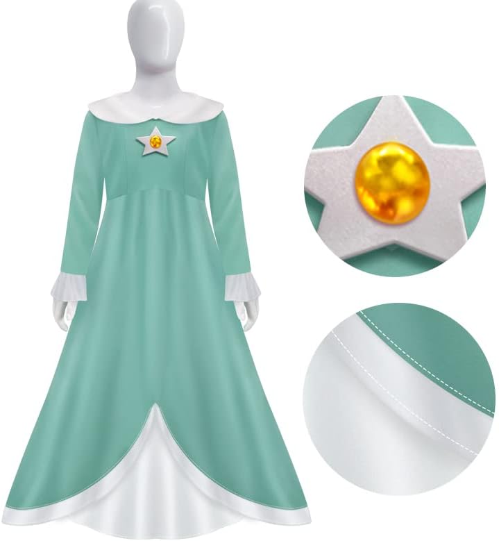 Miniatura 2 de Poboola Disfraz de princesa melocotón de margarita, vestido de cosplay de Super Brothers Rosalina con corona para niños y niñas, disfraz de fiesta
