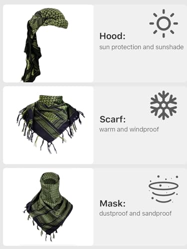 Image of FREE SOLDIER 100% Cotton Scarf Military Shemagh Tactical Desert Keffiyeh Head Neck Scarf Arab Wrap with Tassel 43x43 inches