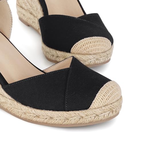 Image of Qonetic Women's Espadrille Wedge Sandals Closed Toe Platform Summer Shoes
