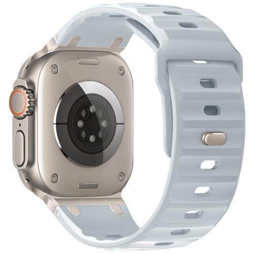 Image of Compatible with Apple Watch Strap Ultra2 /Ultra 49mm Series 10 /9 /8 /7 /6 /5 /4 /SE Soft Silicone Sport Strap Rugged iwatch Band 45mm 44mm 46mm with Stainless Steel Adapter for Men Women
